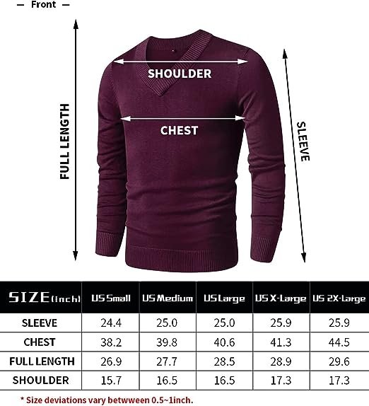 Mens V Neck Sweater Slim Fit Comfortably Knitted Long Sleeve Casual Business Pullover Dress Sweater