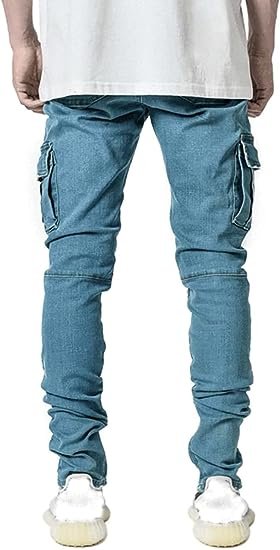 Men's Slim Fit Stretch Jeans Ripped Skinny Jeans for Men, Distressed Straight Leg Fashion Comfort Flex Waist Pants